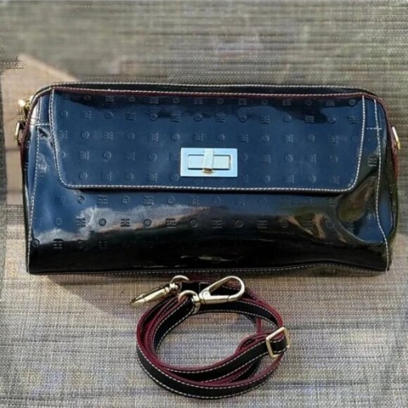 EUC Arcadia Patent Black Patent Leather with White Stitching - Picture 1 of 9